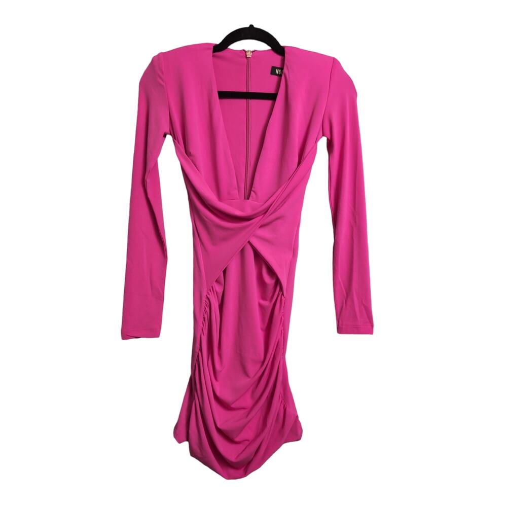 Nookie Envy Mini Dress Neon Pink Bodycon V Neck Twist Valentine's Day S New